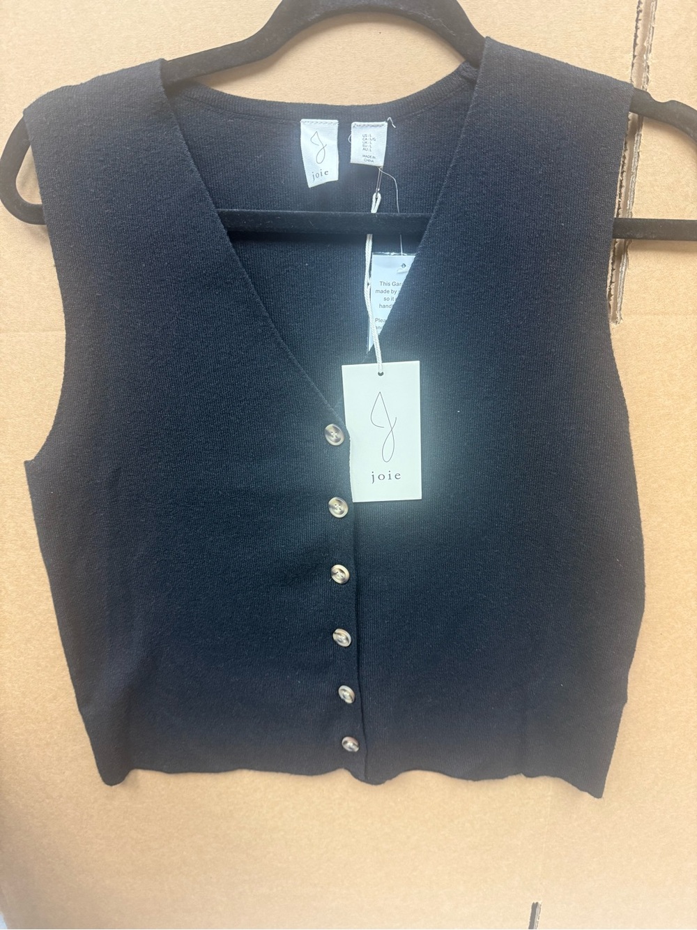 Joie Black V-Neck Sleeveless Button Tank